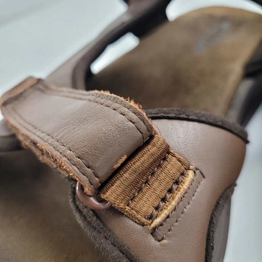 MBT Kisumu 3S Men's Sandals 8-8.5 Brown Leather Rocker Sole Orthopedic Walking